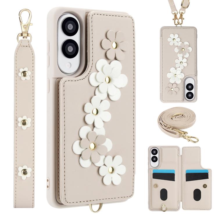 Crossbody Flower Pattern Leather Phone Case, For Samsung Galaxy S26+ 5G, For Samsung Galaxy S26 Ultra 5G, For Samsung Galaxy S26 5G, For Samsung Galaxy S25 Edge 5G