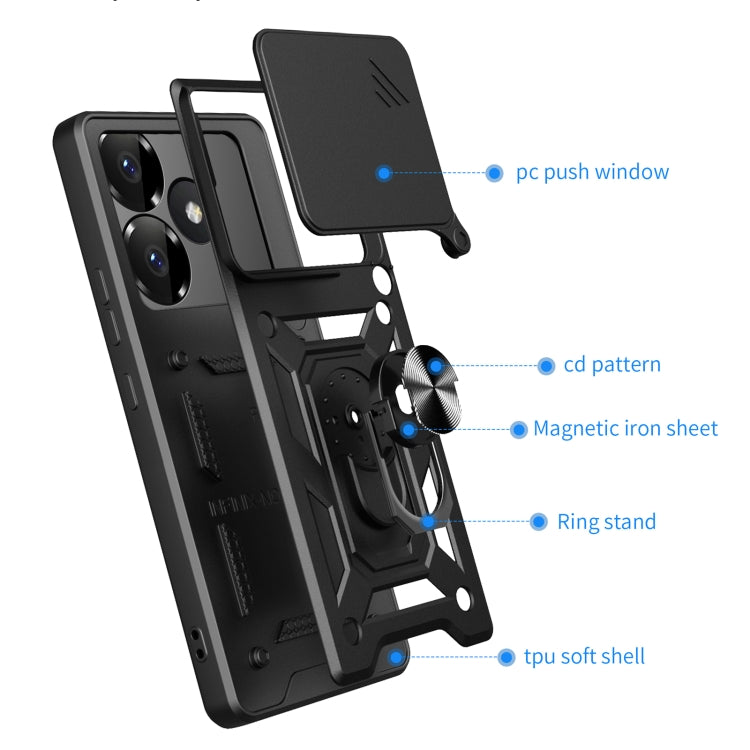 Sliding Camera Cover Design TPU+PC Phone Case, For Xiaomi Poco F6, For Xiaomi Poco F6 Pro, For Xiaomi 13 Ultra