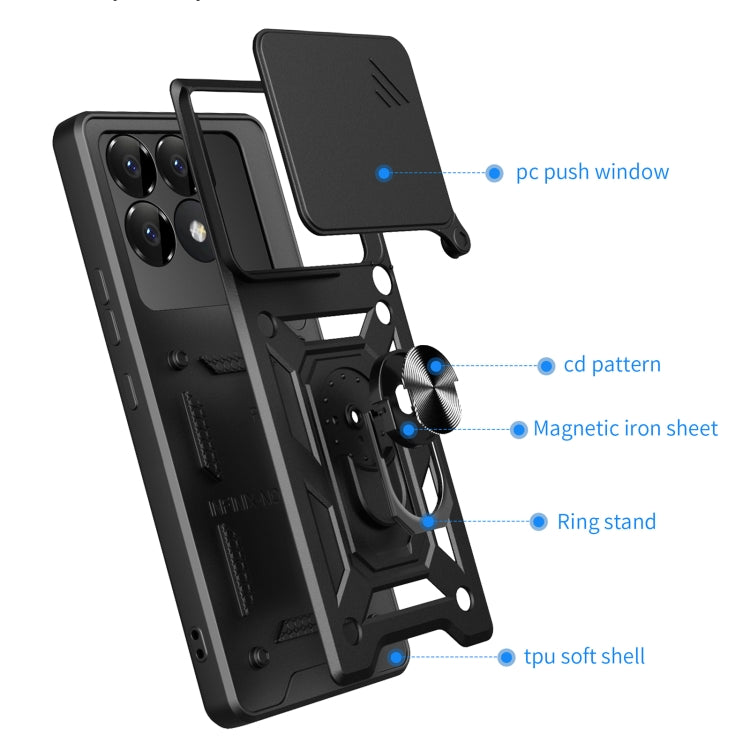 Sliding Camera Cover Design TPU+PC Phone Case, For Xiaomi Poco F6 Pro, For Xiaomi 13 Ultra