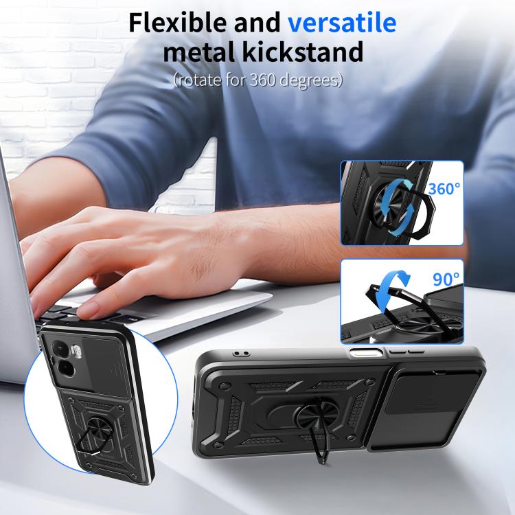 Sliding Camera Cover Design TPU+PC Phone Case, For Xiaomi Poco M7 4G 169mm, For Xiaomi 15T Pro, For Xiaomi 15T