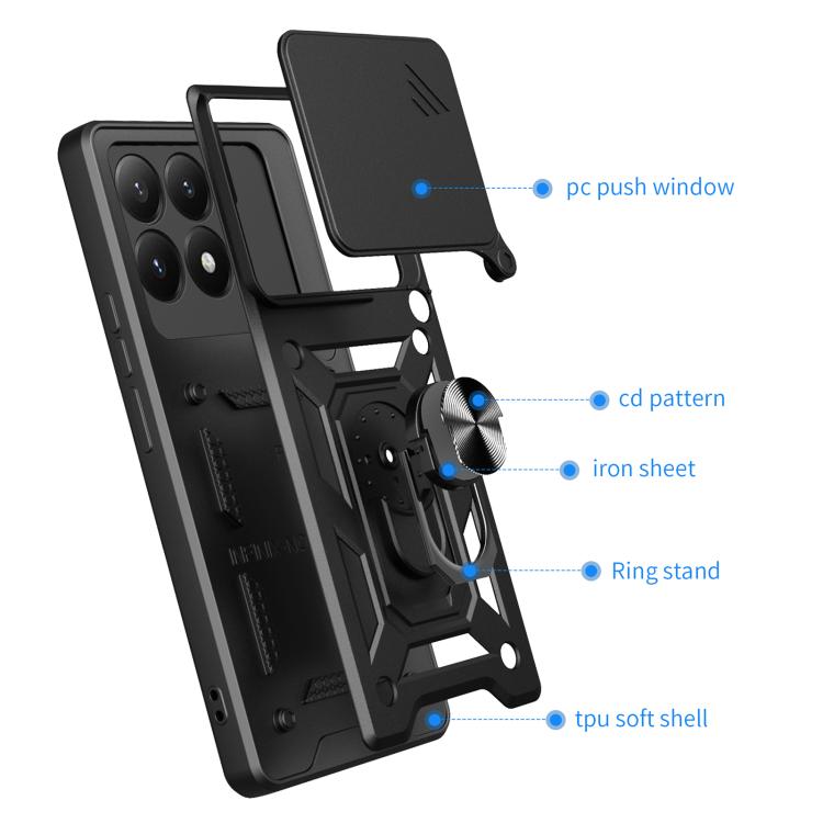 Sliding Camera Cover Design TPU+PC Phone Case, For Xiaomi 15T, For Xiaomi Poco F7, For Xiaomi 15 Ultra