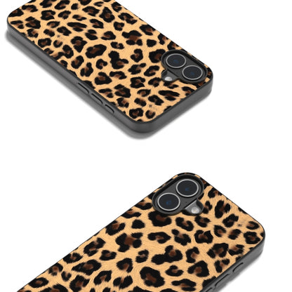 Black Frame Leopard Phone Case, For iPhone 16 Plus, For iPhone 16