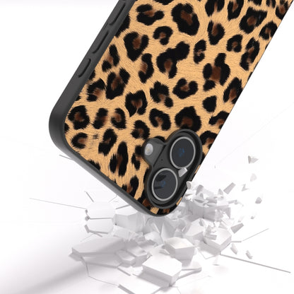 Black Frame Leopard Phone Case, For iPhone 16 Plus, For iPhone 16