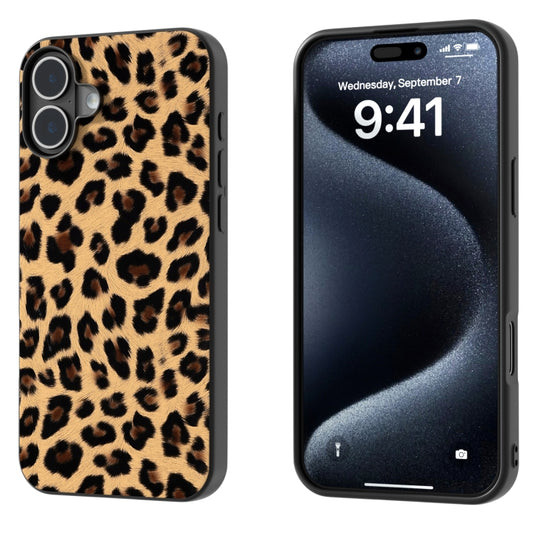 Black Frame Leopard Phone Case, For iPhone 16 Plus, For iPhone 16