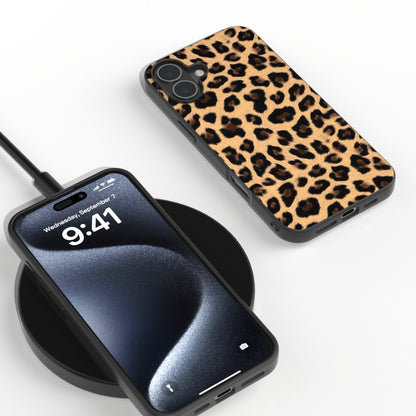 Black Frame Leopard Phone Case, For iPhone 16 Plus, For iPhone 16