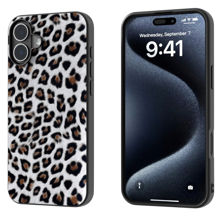 Black Frame Leopard Phone Case, For iPhone 16 Plus, For iPhone 16