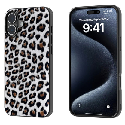 Black Frame Leopard Phone Case, For iPhone 16 Plus, For iPhone 16