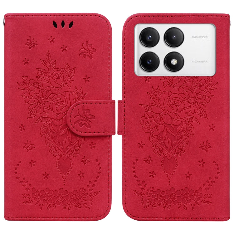 Butterfly Rose Embossed Leather Phone Case