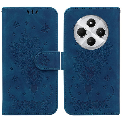 Butterfly Rose Embossed Leather Phone Case, For Redmi Note 14 4G 163.25mm, For Redmi Note 14 5G, For Redmi Note 14 Pro / Note 14 Pro+ 5G, For Redmi 14C 4G