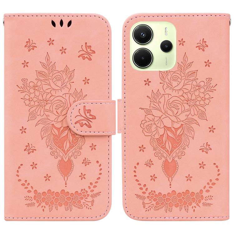 Butterfly Rose Embossed Leather Phone Case