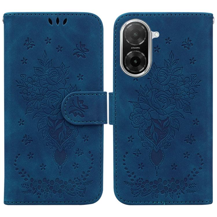 Butterfly Rose Embossed Leather Phone Case, For Redmi 15 5G Global / 15 4G SEA 169.5mm, For Redmi 15 5G / 4G EU 171mm, For Redmi A5 4G 173.3mm, For Redmi A5 4G 171.7mm