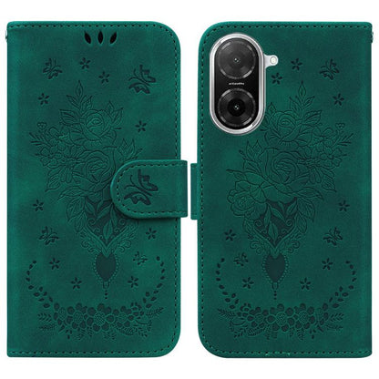 Butterfly Rose Embossed Leather Phone Case, For Redmi 15 5G Global / 15 4G SEA 169.5mm, For Redmi 15 5G / 4G EU 171mm, For Redmi A5 4G 173.3mm, For Redmi A5 4G 171.7mm