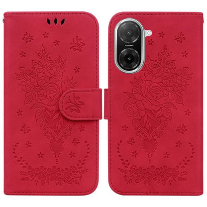 Butterfly Rose Embossed Leather Phone Case, For Redmi 15 5G Global / 15 4G SEA 169.5mm, For Redmi 15 5G / 4G EU 171mm, For Redmi A5 4G 173.3mm, For Redmi A5 4G 171.7mm