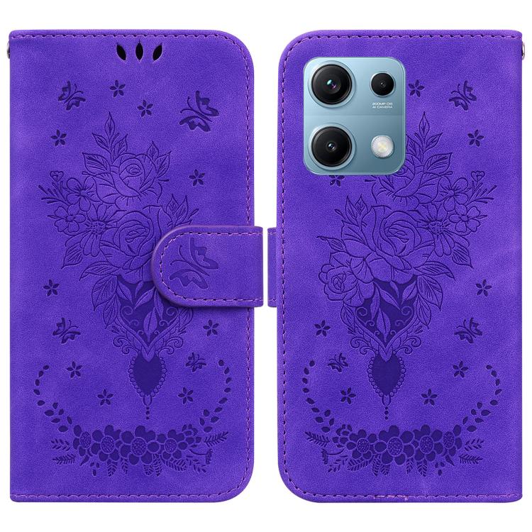Butterfly Rose Embossed Leather Phone Case, For Redmi Note 14S 4G, For Redmi K80 / K80 Pro / Xiaomi Poco F7 Pro, For Redmi Note 14 4G 164.84mm, For Redmi Turbo 4 / Xiaomi Poco X7 Pro