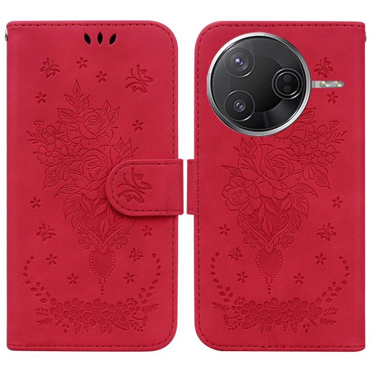 Butterfly Rose Embossed Leather Phone Case