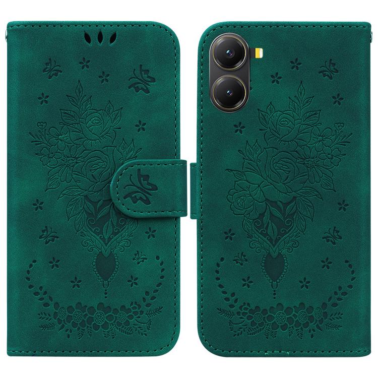 Butterfly Rose Embossed Leather Phone Case