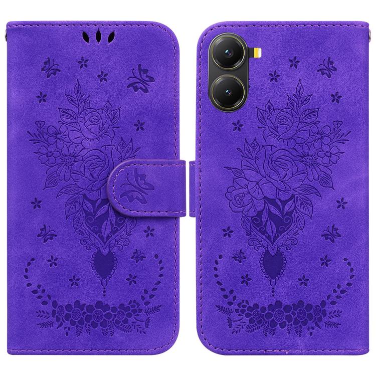 Butterfly Rose Embossed Leather Phone Case