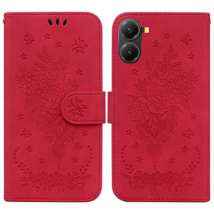Butterfly Rose Embossed Leather Phone Case
