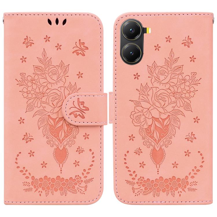 Butterfly Rose Embossed Leather Phone Case, For Redmi Note 14S 4G, For Redmi K80 / K80 Pro / Xiaomi Poco F7 Pro, For Redmi Note 14 4G 164.84mm, For Redmi Turbo 4 / Xiaomi Poco X7 Pro