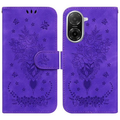 Butterfly Rose Embossed Leather Phone Case, For Redmi 15 5G Global / 15 4G SEA 169.5mm, For Redmi 15 5G / 4G EU 171mm, For Redmi A5 4G 173.3mm, For Redmi A5 4G 171.7mm