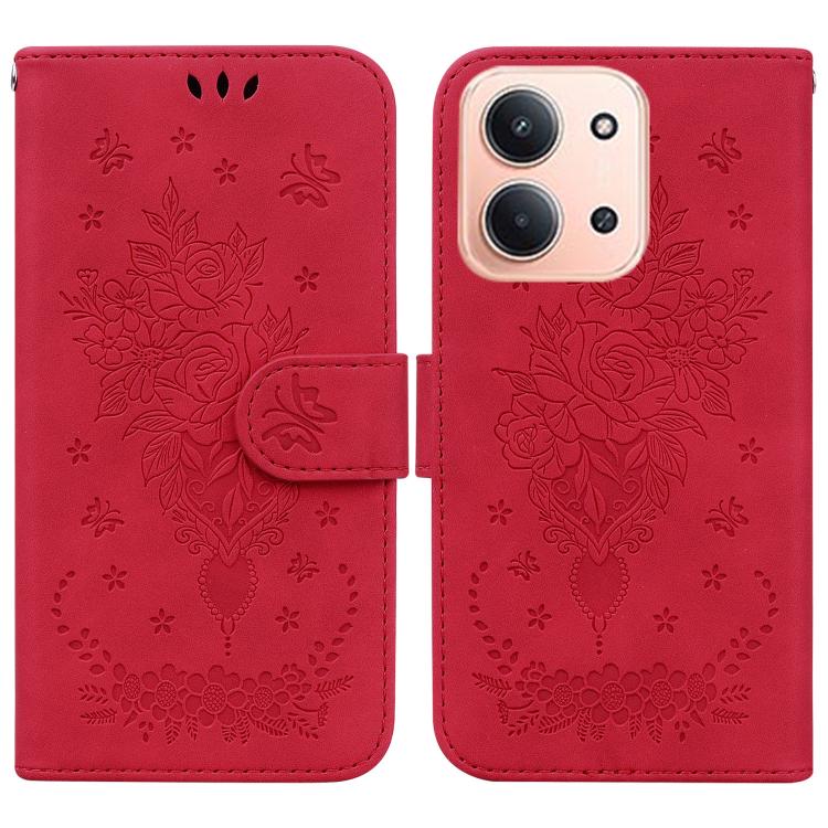 Butterfly Rose Embossed Leather Phone Case