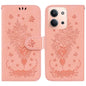 Butterfly Rose Embossed Leather Phone Case, For Redmi Note 15 4G / 5G Global 164mm / Poco M8 5G, For Redmi Note 15 Pro 4G Global 163.2mm, For Redmi Note 15 Pro 5G Global 163.6mm, For Redmi 15C 5G / 4G EU 173mm / Poco C85 5G