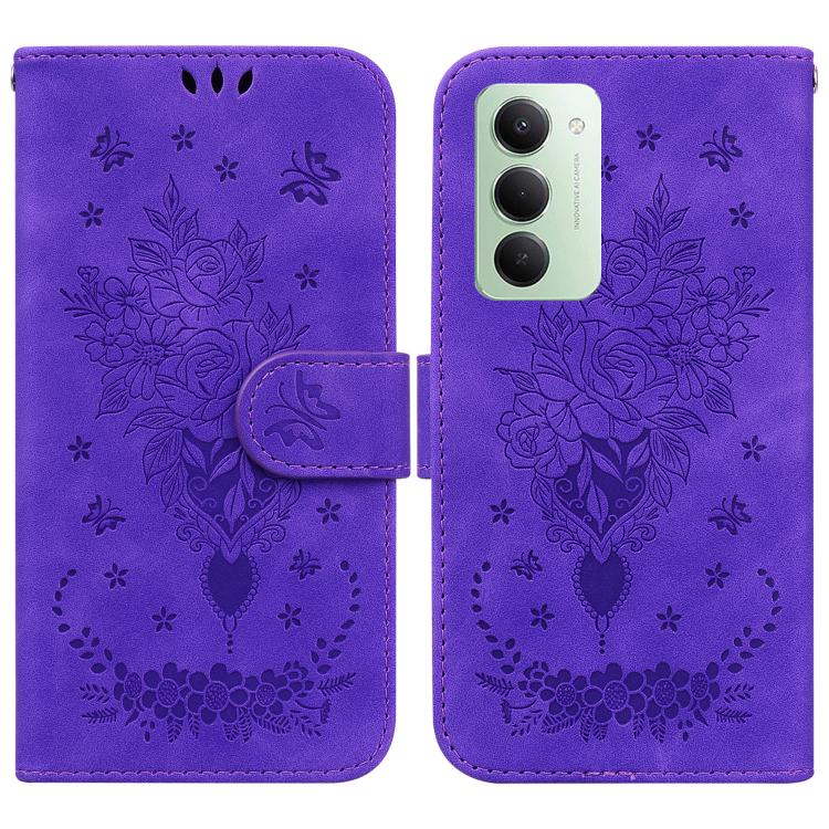 Butterfly Rose Embossed Leather Phone Case