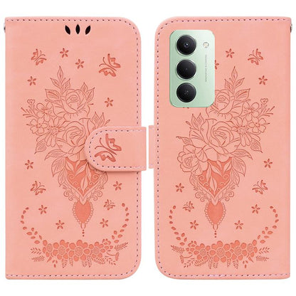 Butterfly Rose Embossed Leather Phone Case, For Redmi 15 5G Global / 15 4G SEA 169.5mm, For Redmi 15 5G / 4G EU 171mm, For Redmi A5 4G 173.3mm, For Redmi A5 4G 171.7mm