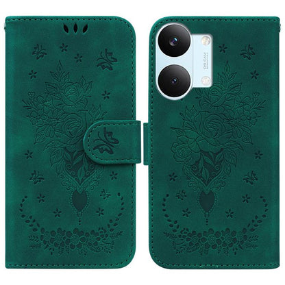 Butterfly Rose Embossed Leather Phone Case, For Redmi A7 Pro 4G / 5G 171mm / Poco C85x 5G, For Redmi Turbo 5 Max 5G / Poco X8 Pro Max 5G, For Redmi Turbo 5 5G / Poco X8 Pro 5G, For Redmi Note 15 Pro+ 5G 163.3mm / Poco M8 Pro 5G