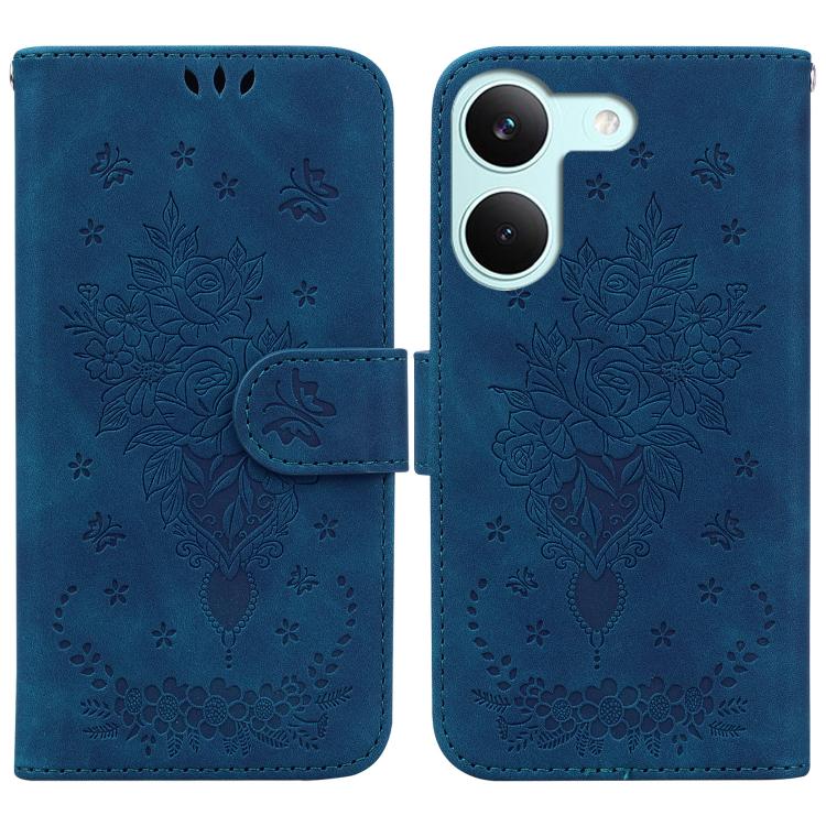 Butterfly Rose Embossed Leather Phone Case, For Redmi A7 Pro 4G / 5G 171mm / Poco C85x 5G, For Redmi Turbo 5 Max 5G / Poco X8 Pro Max 5G, For Redmi Turbo 5 5G / Poco X8 Pro 5G, For Redmi Note 15 Pro+ 5G 163.3mm / Poco M8 Pro 5G