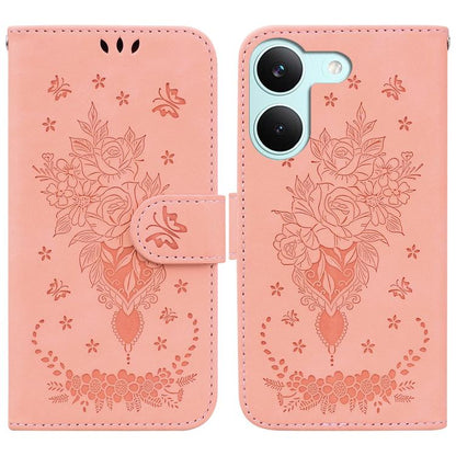 Butterfly Rose Embossed Leather Phone Case, For Redmi A7 Pro 4G / 5G 171mm / Poco C85x 5G, For Redmi Turbo 5 Max 5G / Poco X8 Pro Max 5G, For Redmi Turbo 5 5G / Poco X8 Pro 5G, For Redmi Note 15 Pro+ 5G 163.3mm / Poco M8 Pro 5G