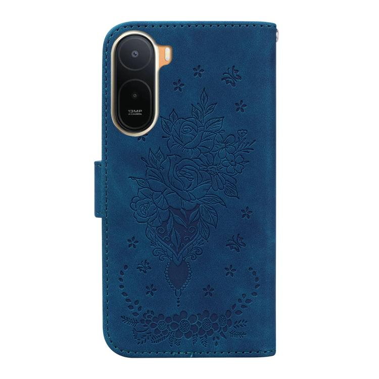 Butterfly Rose Embossed Leather Phone Case, For Redmi A7 Pro 4G / 5G 171mm / Poco C85x 5G, For Redmi Turbo 5 Max 5G / Poco X8 Pro Max 5G, For Redmi Turbo 5 5G / Poco X8 Pro 5G, For Redmi Note 15 Pro+ 5G 163.3mm / Poco M8 Pro 5G