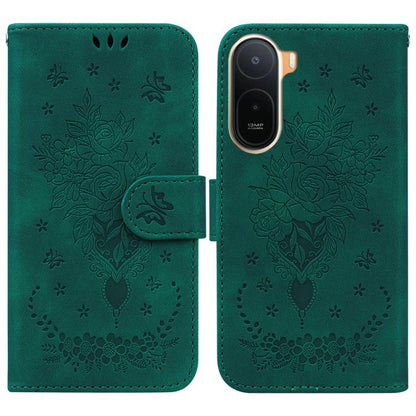 Butterfly Rose Embossed Leather Phone Case, For Redmi A7 Pro 4G / 5G 171mm / Poco C85x 5G, For Redmi Turbo 5 Max 5G / Poco X8 Pro Max 5G, For Redmi Turbo 5 5G / Poco X8 Pro 5G, For Redmi Note 15 Pro+ 5G 163.3mm / Poco M8 Pro 5G