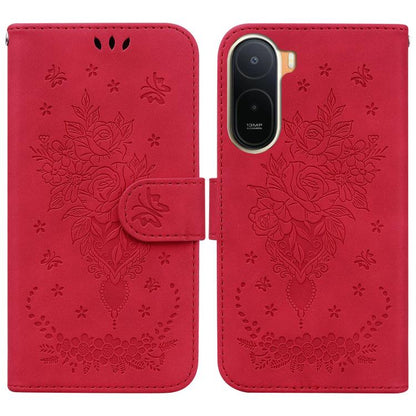 Butterfly Rose Embossed Leather Phone Case, For Redmi A7 Pro 4G / 5G 171mm / Poco C85x 5G, For Redmi Turbo 5 Max 5G / Poco X8 Pro Max 5G, For Redmi Turbo 5 5G / Poco X8 Pro 5G, For Redmi Note 15 Pro+ 5G 163.3mm / Poco M8 Pro 5G