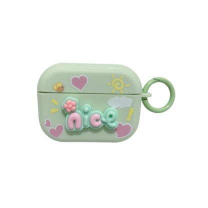 Fresh 3D Text Skin Feel Earbuds Box PC Case, For AirPods Pro 2, For AirPods 3, For AirPods Pro, For AirPods 2 / 1