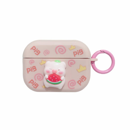 Fresh 3D Piglet Pattern Earbuds Box PC Case, For AirPods Pro 2, For AirPods 3, For AirPods Pro, For AirPods 2 / 1