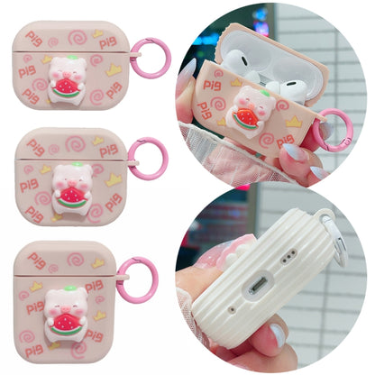 Fresh 3D Piglet Pattern Earbuds Box PC Case, For AirPods Pro 2, For AirPods 3, For AirPods Pro, For AirPods 2 / 1