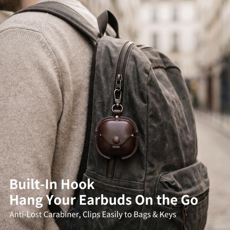 Business Leather Earphone Protective Case with Hook, For Redmi Buds 8 Active, For Redmi Buds 6 Pro / 8 Pro, For Redmi Buds 5 / 6S, For Redmi Buds 6 Active Edition
