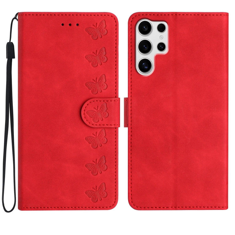 Seven Butterflies Embossed Leather Phone Case