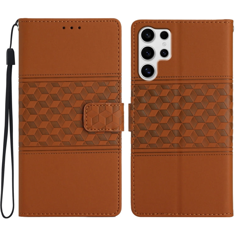 Diamond Embossed Skin Feel Leather Phone Case, For Samsung Galaxy S25 5G, For Samsung Galaxy S25+ 5G, For Samsung Galaxy S25 Ultra 5G, For Samsung Galaxy S24 FE 5G