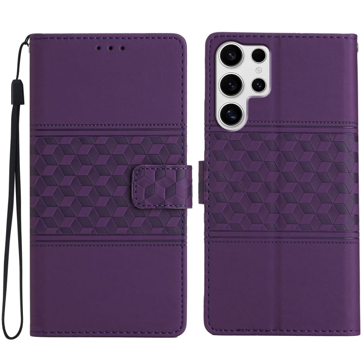 Diamond Embossed Skin Feel Leather Phone Case, For Samsung Galaxy S25 5G, For Samsung Galaxy S25+ 5G, For Samsung Galaxy S25 Ultra 5G, For Samsung Galaxy S24 FE 5G