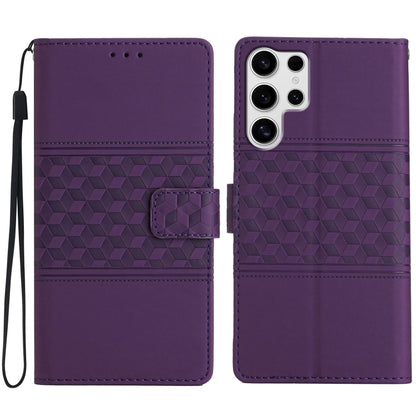 Diamond Embossed Skin Feel Leather Phone Case, For Samsung Galaxy S25 5G, For Samsung Galaxy S25+ 5G, For Samsung Galaxy S25 Ultra 5G, For Samsung Galaxy S24 FE 5G