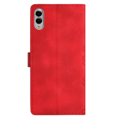 Cherry Blossom Butterfly Skin Feel Embossed PU Phone Case