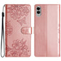 Cherry Blossom Butterfly Skin Feel Embossed PU Phone Case