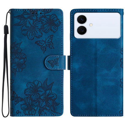Cherry Blossom Butterfly Skin Feel Embossed PU Phone Case, For Samsung Galaxy S26 Edge 5G, For Samsung Galaxy S26 Ultra 5G, For Samsung Galaxy S26 5G