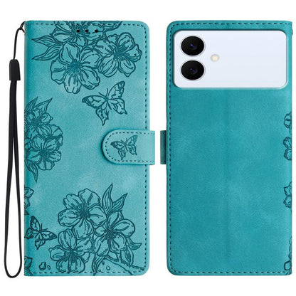 Cherry Blossom Butterfly Skin Feel Embossed PU Phone Case, For Samsung Galaxy S26 Edge 5G, For Samsung Galaxy S26 Ultra 5G, For Samsung Galaxy S26 5G