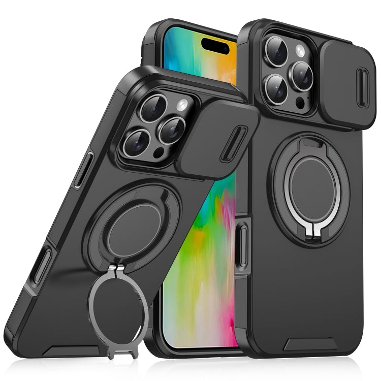 Sliding Camshield Ring Holder Phone Case, For iPhone 17e / 16e, For iPhone 16 Pro Max, For iPhone 16 Pro, For iPhone 16 Plus