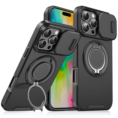 Sliding Camshield Ring Holder Phone Case, For iPhone 17e / 16e, For iPhone 16 Pro Max, For iPhone 16 Pro, For iPhone 16 Plus