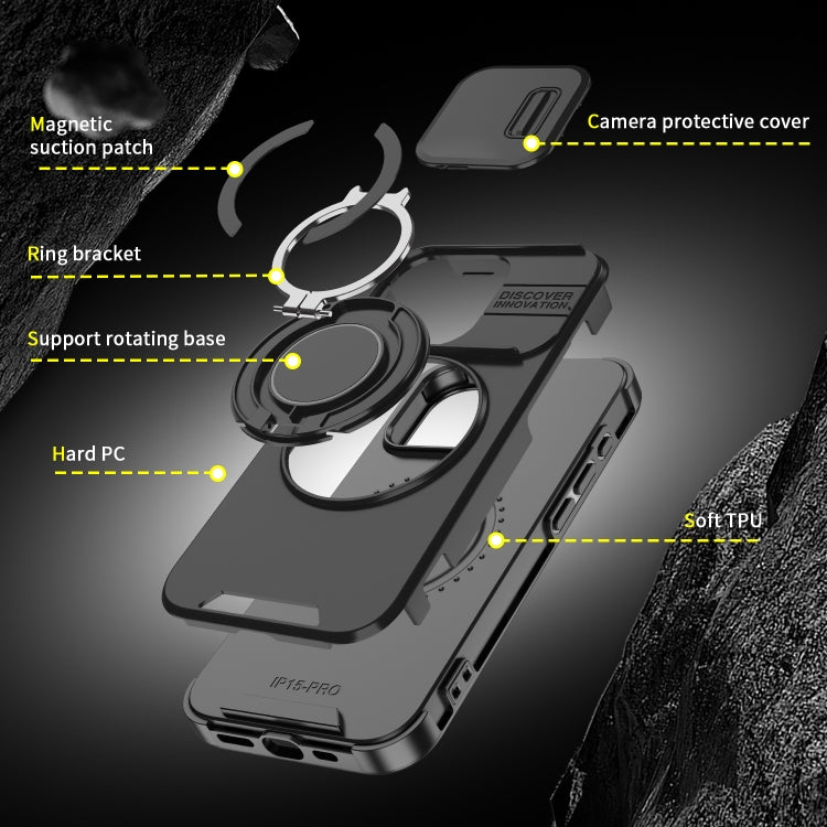 Sliding Camshield Ring Holder Phone Case, For iPhone 16, For iPhone 15 Pro Max, For iPhone 15 Pro, For iPhone 15 Plus