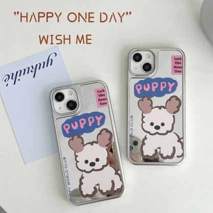 Mirror Puppy Pattern TPU + PC Phone Case, For iPhone 15 Pro Max, For iPhone 15 Pro, For iPhone 15, For iPhone 14, For iPhone 14 Pro, For iPhone 14 Pro Max, For iPhone 13 Pro Max, For iPhone 13 Pro, For iPhone 13, For iPhone 12, For iPhone 12 Pro Max���...
